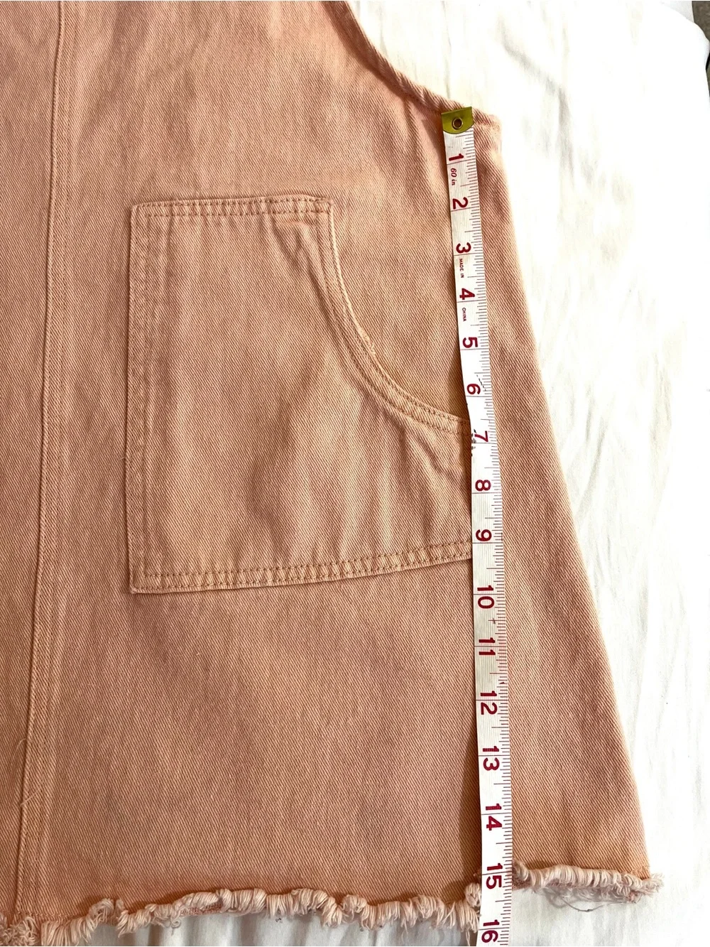 Cotton On Peach Denim Overalls Skirt Dress Jumper Women’s 10 - Picture 9 of 9